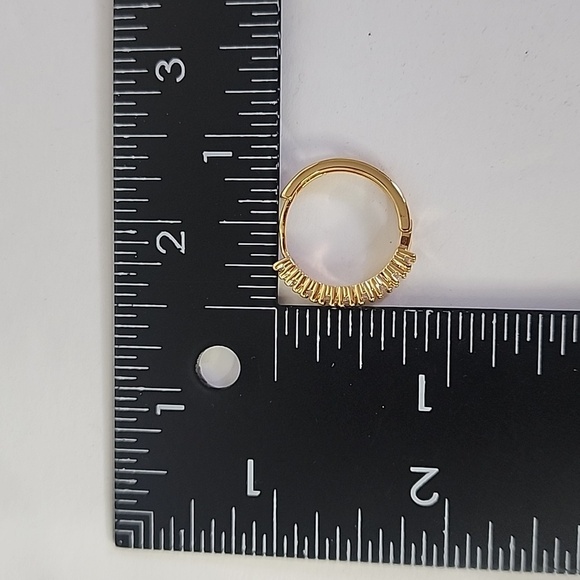 Gold with Zirconia Stones Huggie Hoop Earrings - Picture 6 of 6